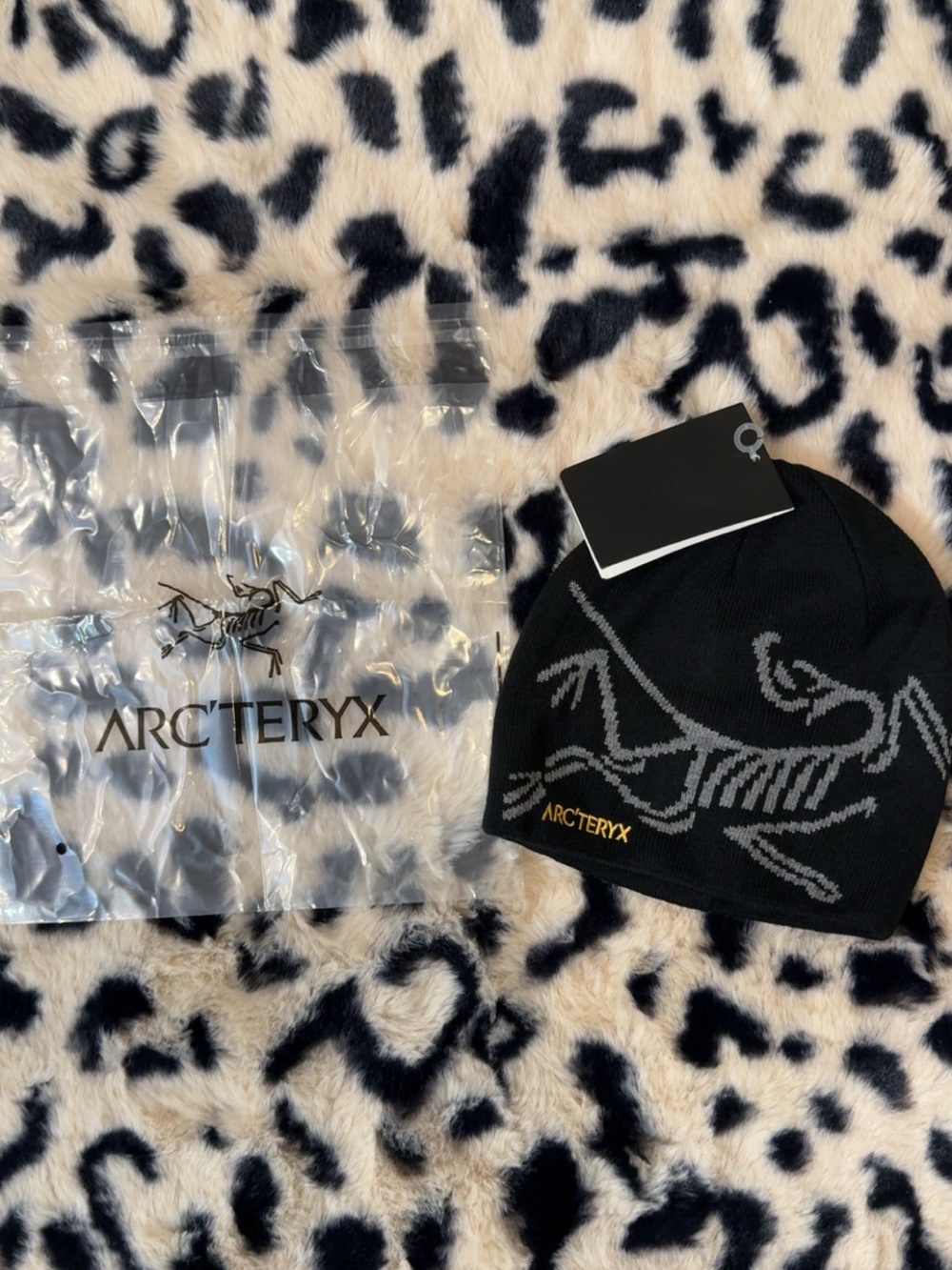 Arc'teryx Black Beanie with Gray & Gold Logo